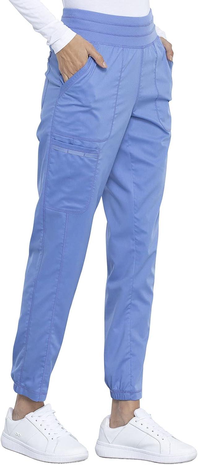 imageCherokee Scrub Pants for Women Jogger Natural Rise Medical Uniform 5 Pocket Elastic Waist Ultra Soft 2Way Stretch WW011Ciel Blue