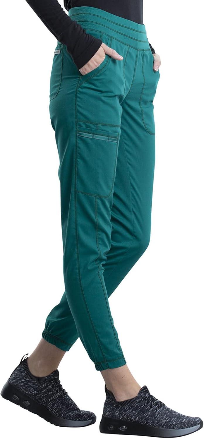 imageCherokee Scrub Pants for Women Jogger Natural Rise Medical Uniform 5 Pocket Elastic Waist Ultra Soft 2Way Stretch WW011Hunter Green