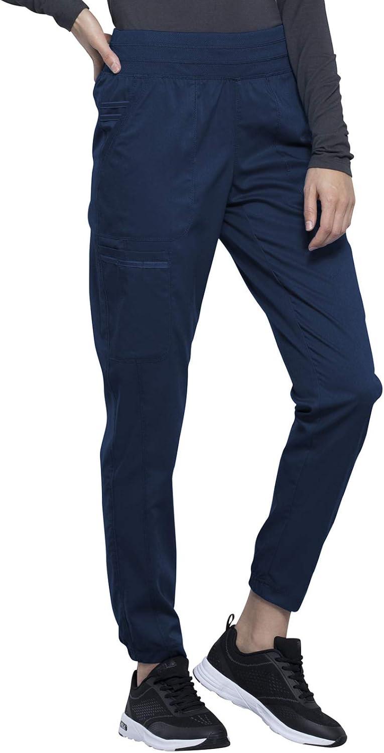 imageCherokee Scrub Pants for Women Jogger Natural Rise Medical Uniform 5 Pocket Elastic Waist Ultra Soft 2Way Stretch WW011Navy