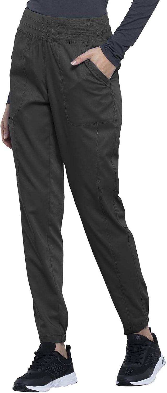 imageCherokee Scrub Pants for Women Jogger Natural Rise Medical Uniform 5 Pocket Elastic Waist Ultra Soft 2Way Stretch WW011Pewter