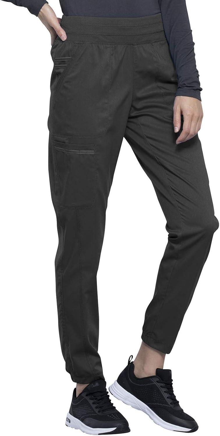imageCherokee Scrub Pants for Women Jogger Natural Rise Medical Uniform 5 Pocket Elastic Waist Ultra Soft 2Way Stretch WW011Pewter