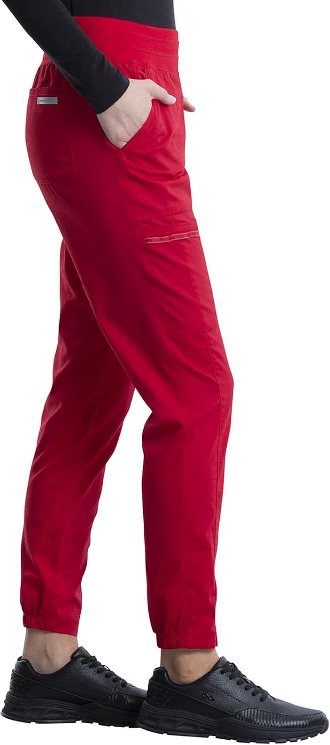 imageCherokee Scrub Pants for Women Jogger Natural Rise Medical Uniform 5 Pocket Elastic Waist Ultra Soft 2Way Stretch WW011Red