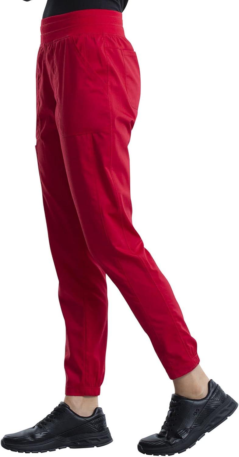 imageCherokee Scrub Pants for Women Jogger Natural Rise Medical Uniform 5 Pocket Elastic Waist Ultra Soft 2Way Stretch WW011Red