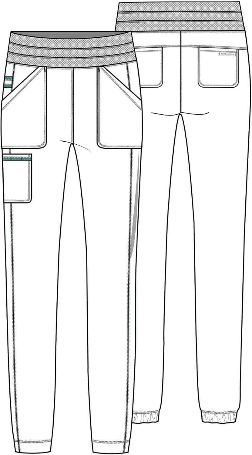 imageCherokee Scrub Pants for Women Jogger Natural Rise Medical Uniform 5 Pocket Elastic Waist Ultra Soft 2Way Stretch WW011Wine