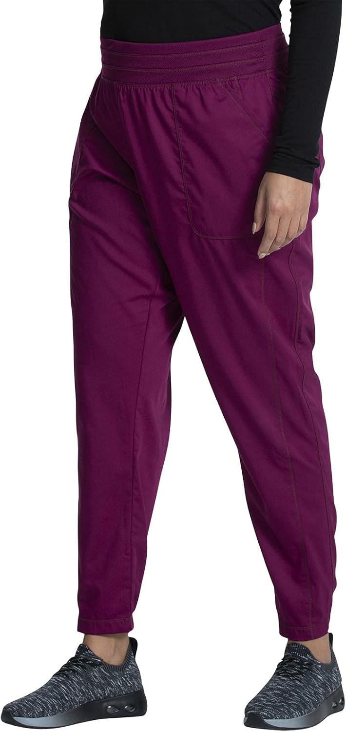 imageCherokee Scrub Pants for Women Jogger Natural Rise Medical Uniform 5 Pocket Elastic Waist Ultra Soft 2Way Stretch WW011Wine