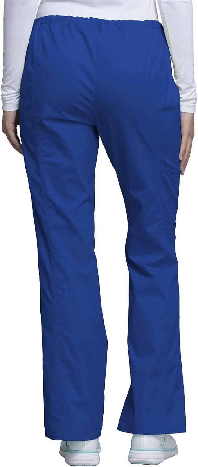 imageCherokee Scrub Pants for Women Mid Rise Flare Leg Drawstring Cargo Medical Uniform 4 Pocket Durable Easy Care Stretch 4044Galaxy Blue