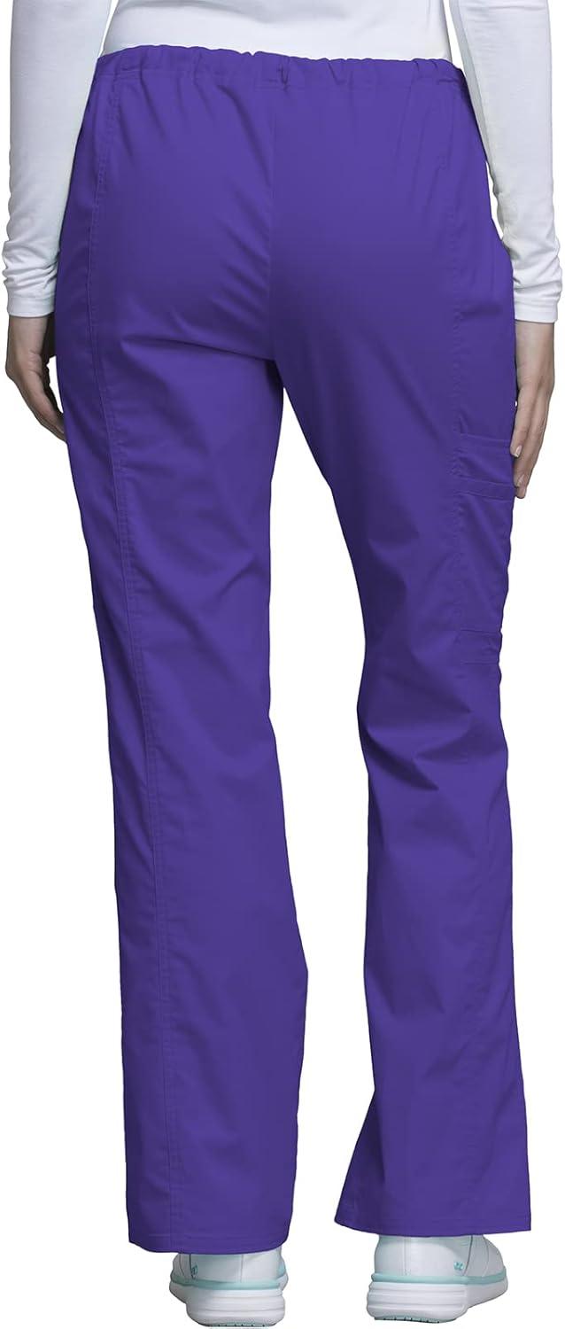 imageCherokee Scrub Pants for Women Mid Rise Flare Leg Drawstring Cargo Medical Uniform 4 Pocket Durable Easy Care Stretch 4044Grape