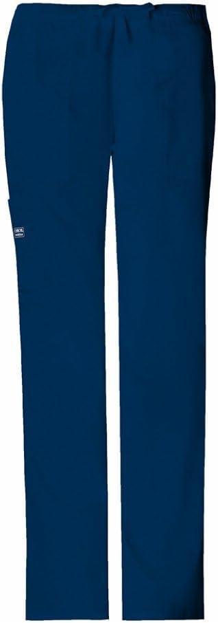 imageCherokee Scrub Pants for Women Mid Rise Flare Leg Drawstring Cargo Medical Uniform 4 Pocket Durable Easy Care Stretch 4044Navy