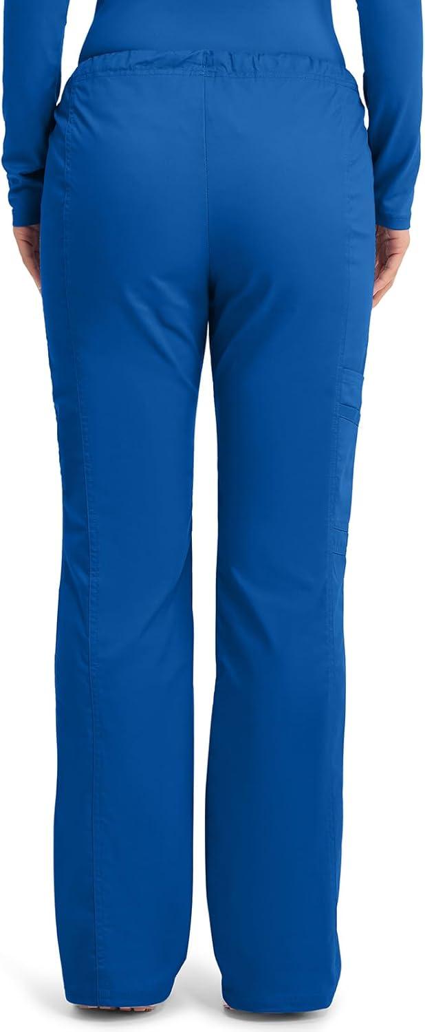 imageCherokee Scrub Pants for Women Mid Rise Flare Leg Drawstring Cargo Medical Uniform 4 Pocket Durable Easy Care Stretch 4044Royal