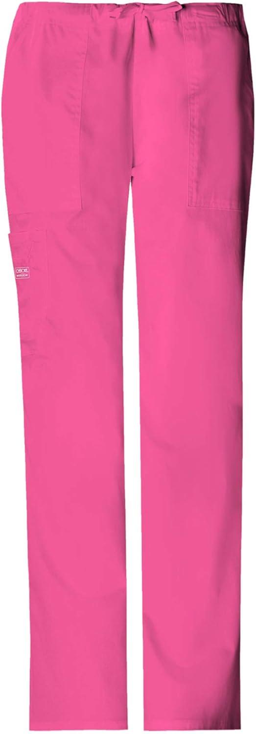 imageCherokee Scrub Pants for Women Mid Rise Flare Leg Drawstring Cargo Medical Uniform 4 Pocket Durable Easy Care Stretch 4044Shocking Pink