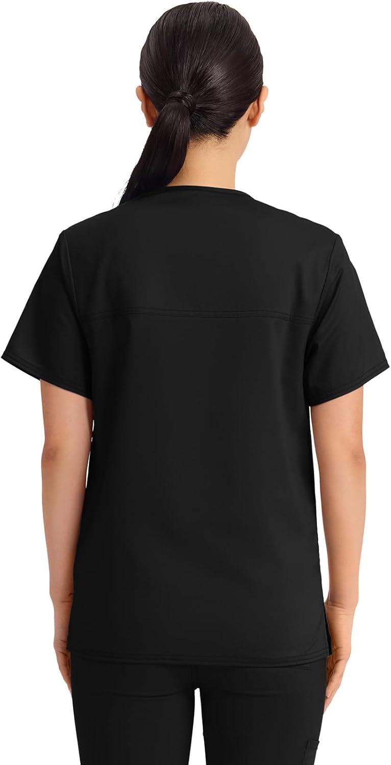imageCherokee Scrub Top for Women amp Men VNeck Tuckable Medical Shirt with 1 Chest Pocket amp ID Loop WW625Black