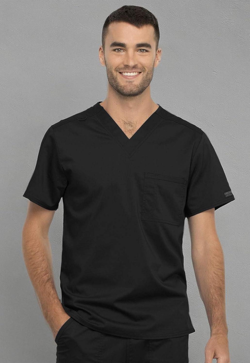 imageCherokee Scrub Top for Women amp Men VNeck Tuckable Medical Shirt with 1 Chest Pocket amp ID Loop WW625Black