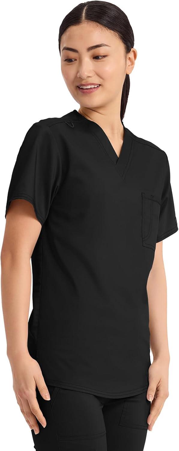 imageCherokee Scrub Top for Women amp Men VNeck Tuckable Medical Shirt with 1 Chest Pocket amp ID Loop WW625Black