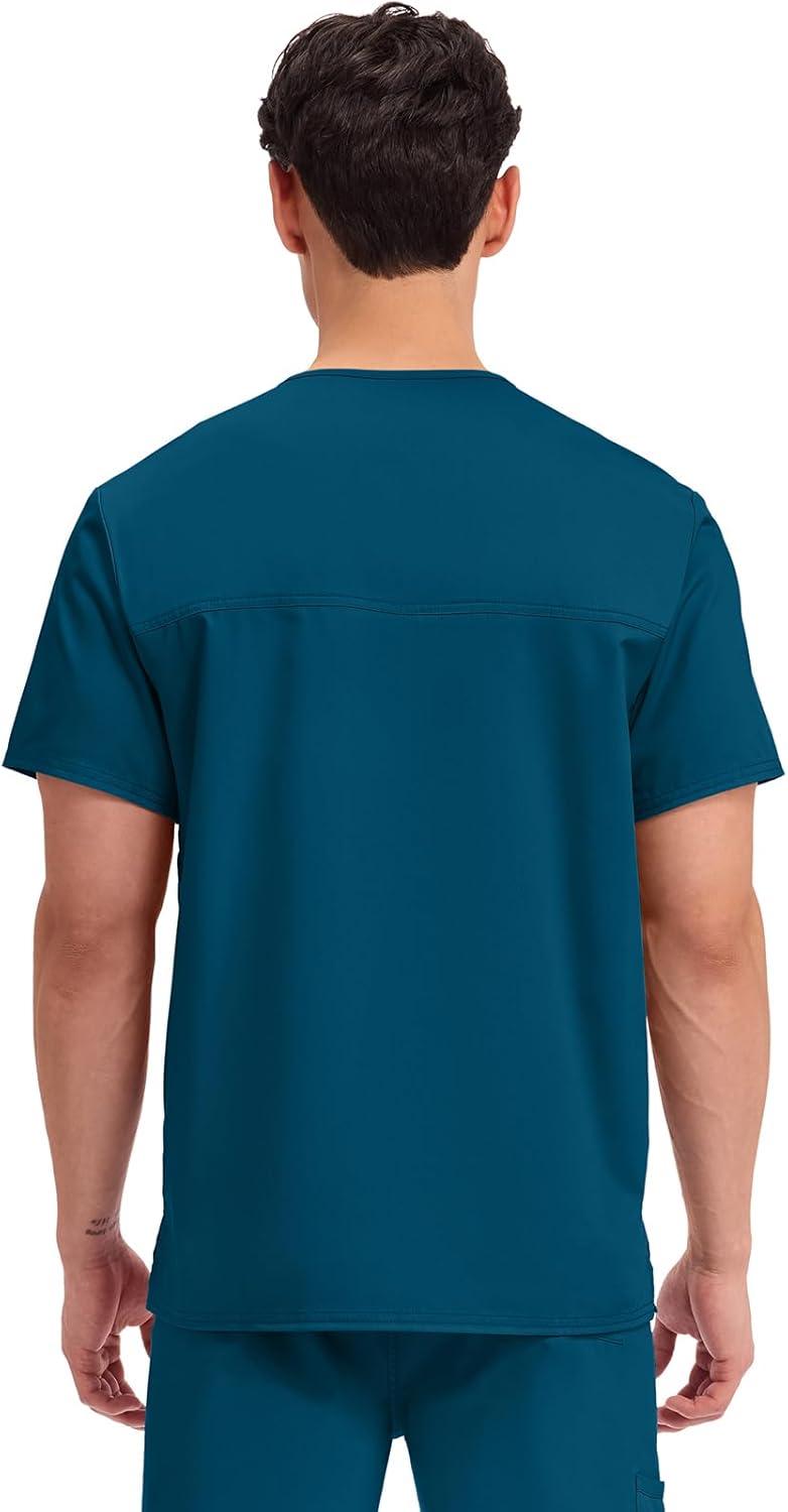 imageCherokee Scrub Top for Women amp Men VNeck Tuckable Medical Shirt with 1 Chest Pocket amp ID Loop WW625Caribbean Blue