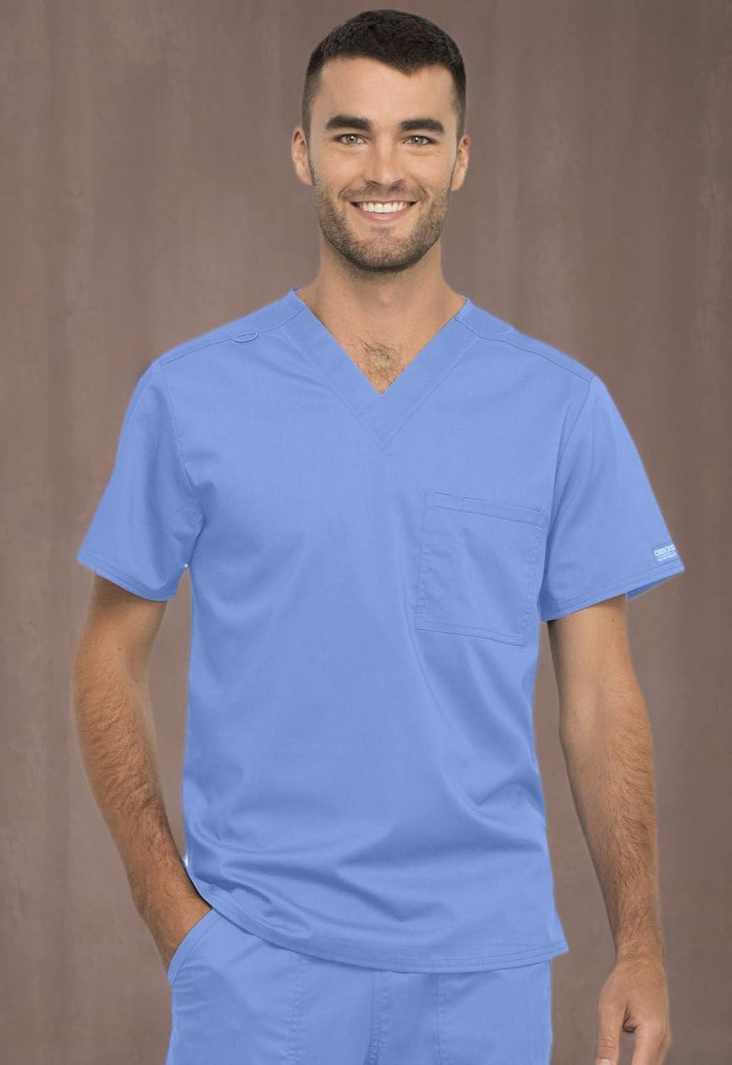 imageCherokee Scrub Top for Women amp Men VNeck Tuckable Medical Shirt with 1 Chest Pocket amp ID Loop WW625Ciel