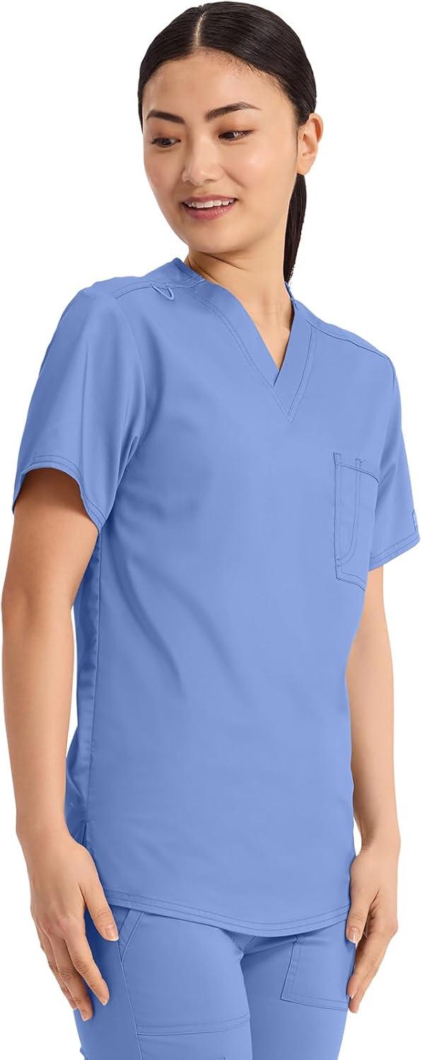 imageCherokee Scrub Top for Women amp Men VNeck Tuckable Medical Shirt with 1 Chest Pocket amp ID Loop WW625Ciel