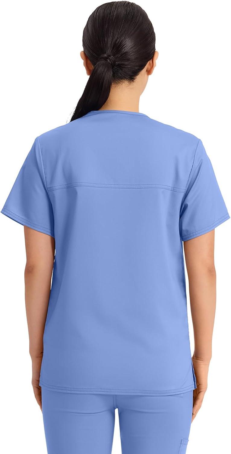 imageCherokee Scrub Top for Women amp Men VNeck Tuckable Medical Shirt with 1 Chest Pocket amp ID Loop WW625Ciel