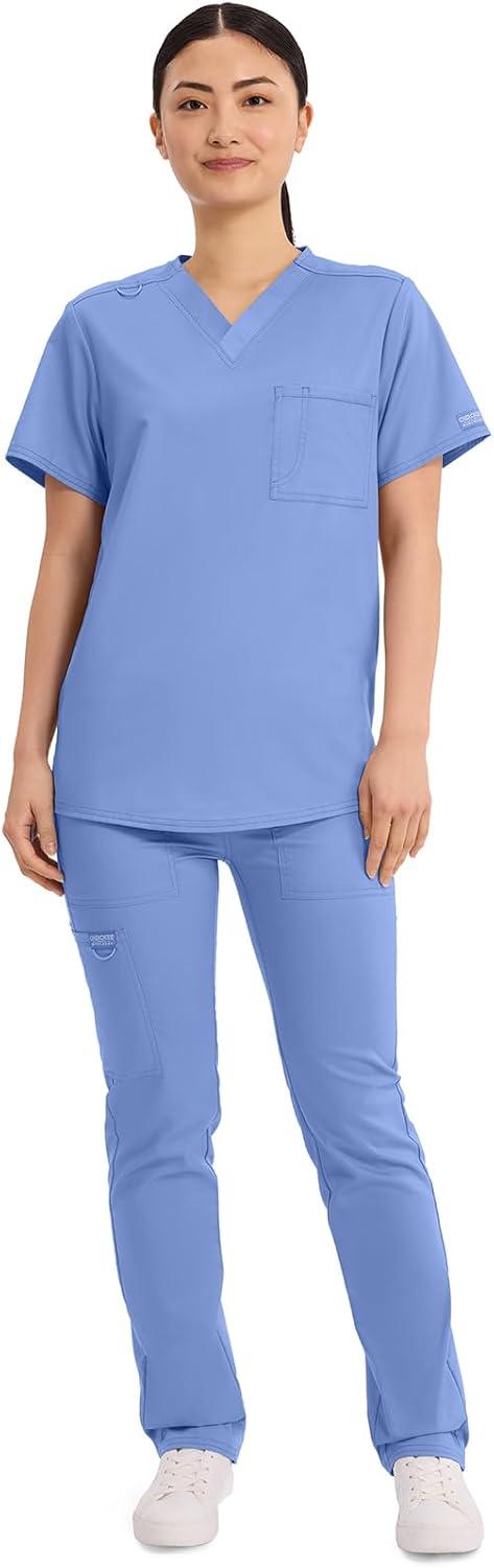 imageCherokee Scrub Top for Women amp Men VNeck Tuckable Medical Shirt with 1 Chest Pocket amp ID Loop WW625Ciel