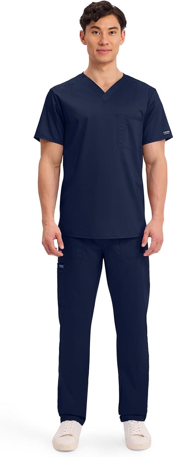 imageCherokee Scrub Top for Women amp Men VNeck Tuckable Medical Shirt with 1 Chest Pocket amp ID Loop WW625Navy