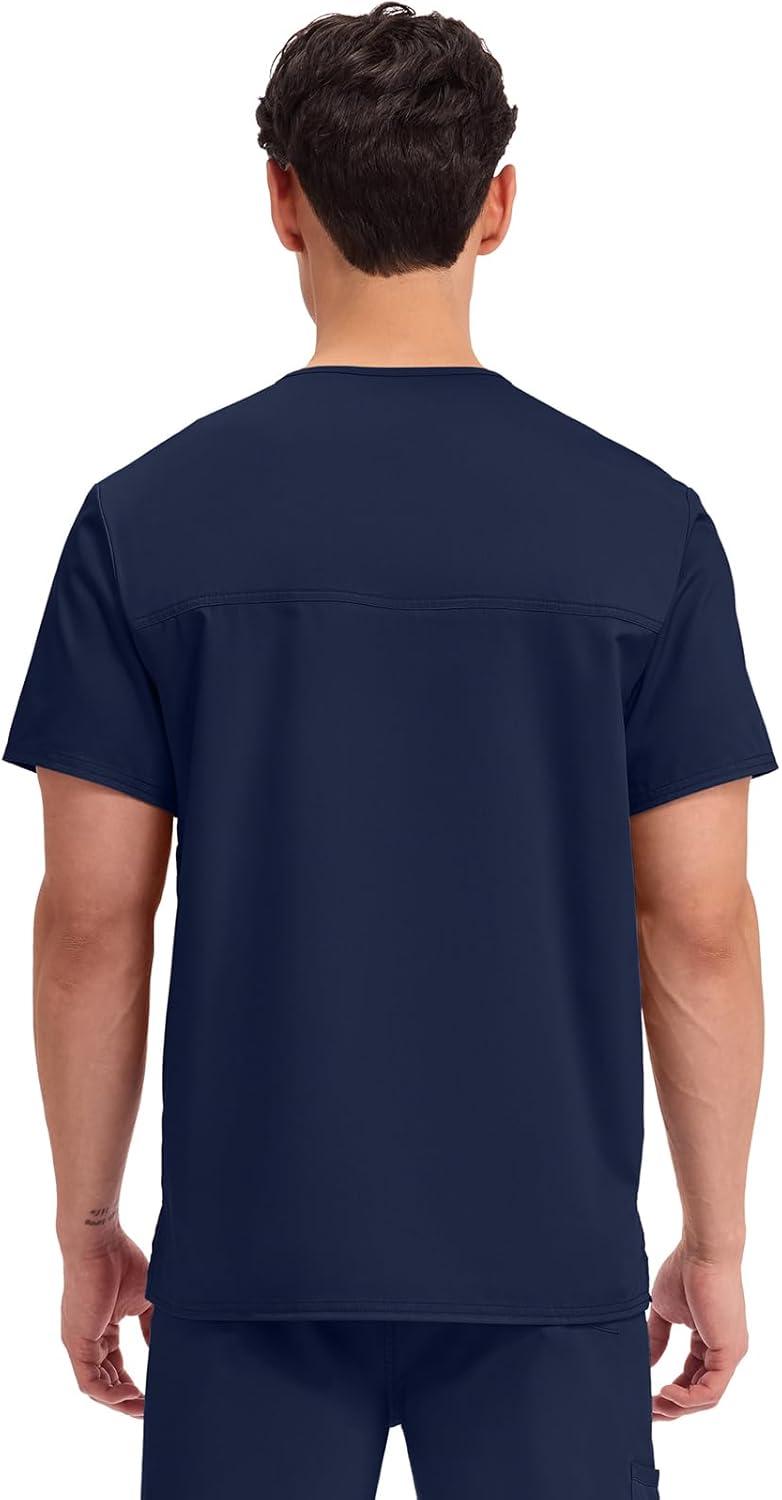 imageCherokee Scrub Top for Women amp Men VNeck Tuckable Medical Shirt with 1 Chest Pocket amp ID Loop WW625Navy