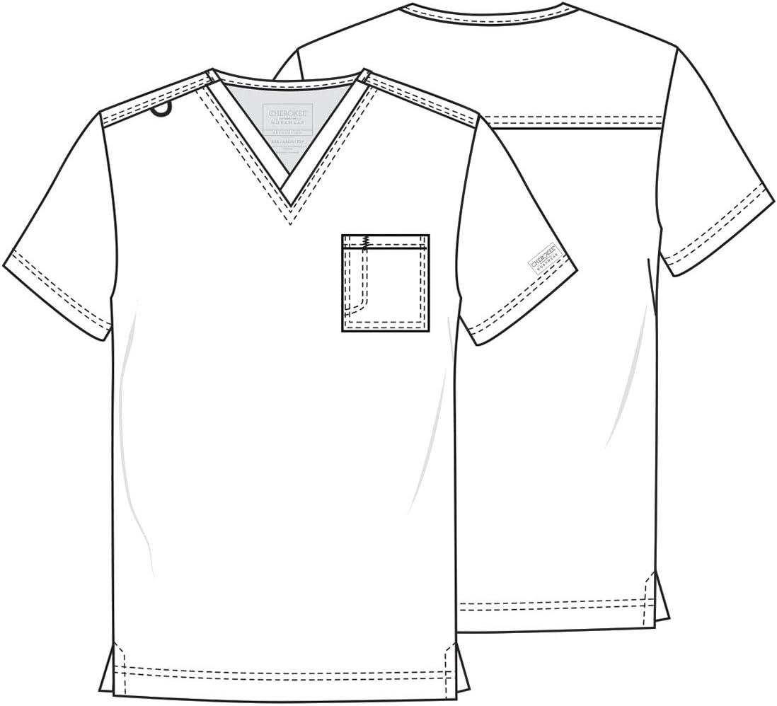imageCherokee Scrub Top for Women amp Men VNeck Tuckable Medical Shirt with 1 Chest Pocket amp ID Loop WW625Pewter