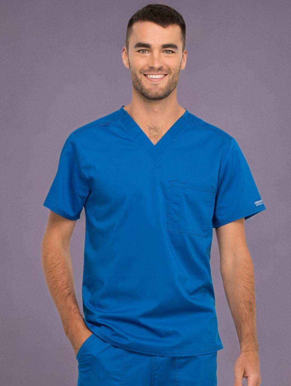 imageCherokee Scrub Top for Women amp Men VNeck Tuckable Medical Shirt with 1 Chest Pocket amp ID Loop WW625Royal