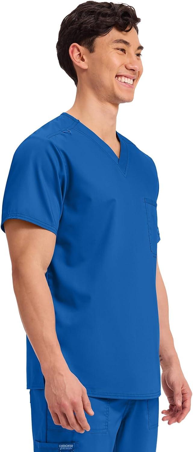imageCherokee Scrub Top for Women amp Men VNeck Tuckable Medical Shirt with 1 Chest Pocket amp ID Loop WW625Royal