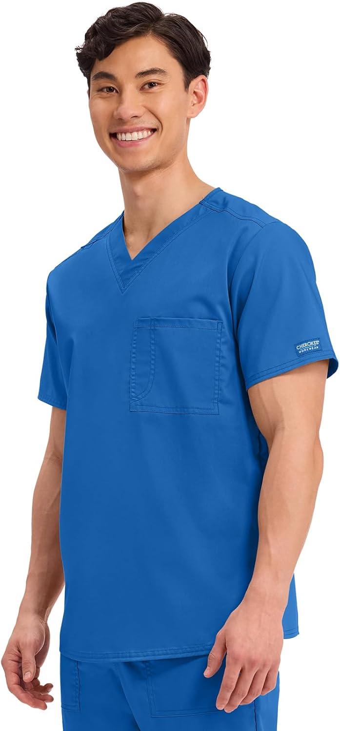 imageCherokee Scrub Top for Women amp Men VNeck Tuckable Medical Shirt with 1 Chest Pocket amp ID Loop WW625Royal