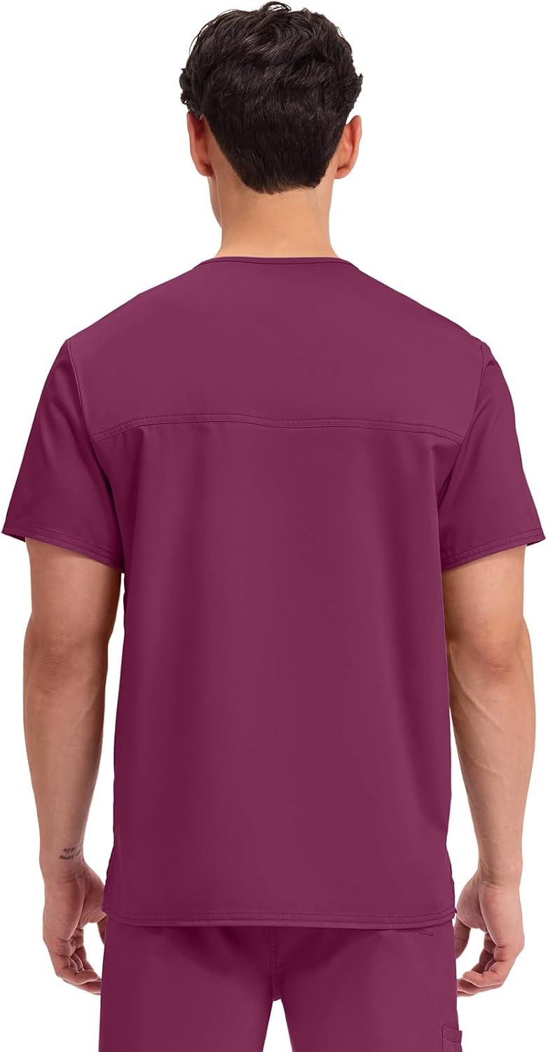 imageCherokee Scrub Top for Women amp Men VNeck Tuckable Medical Shirt with 1 Chest Pocket amp ID Loop WW625Wine