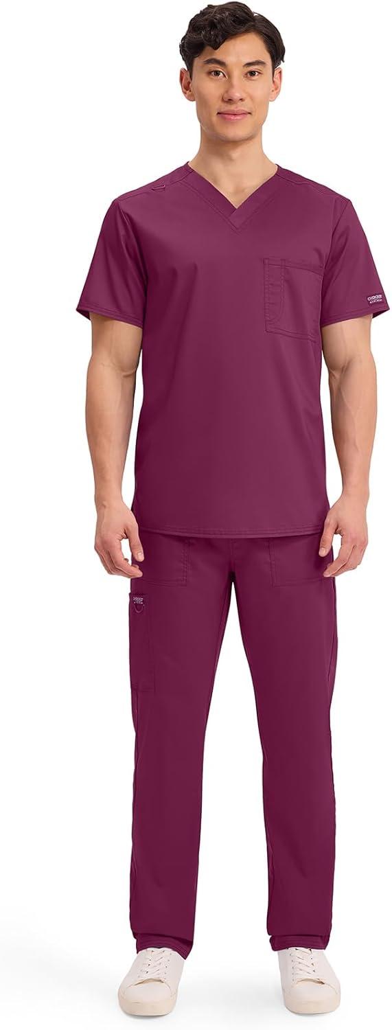 imageCherokee Scrub Top for Women amp Men VNeck Tuckable Medical Shirt with 1 Chest Pocket amp ID Loop WW625Wine