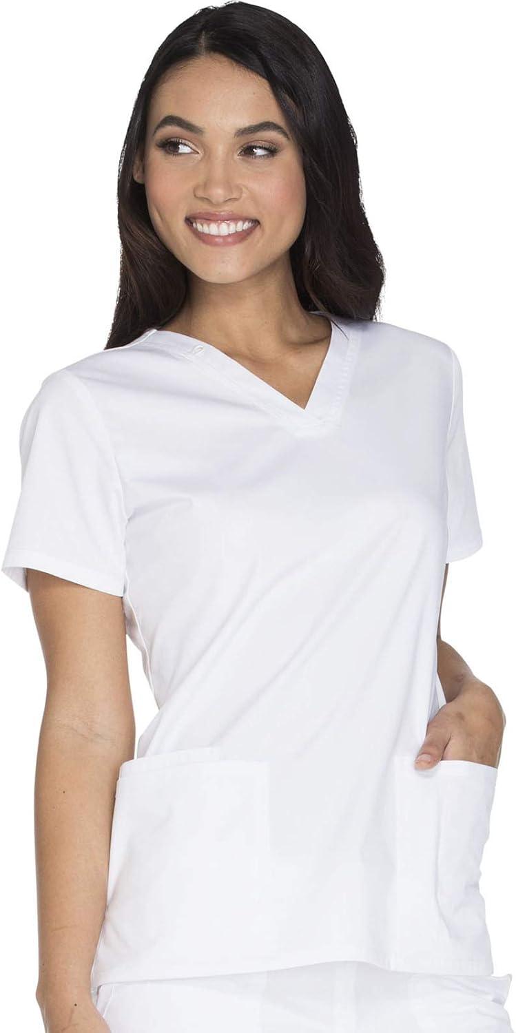 imageCherokee Scrub for Women Modern Classic VNeck Top with 3 Pockets 2Way Stretch Ultra Soft amp Breathable Fabric WW630White