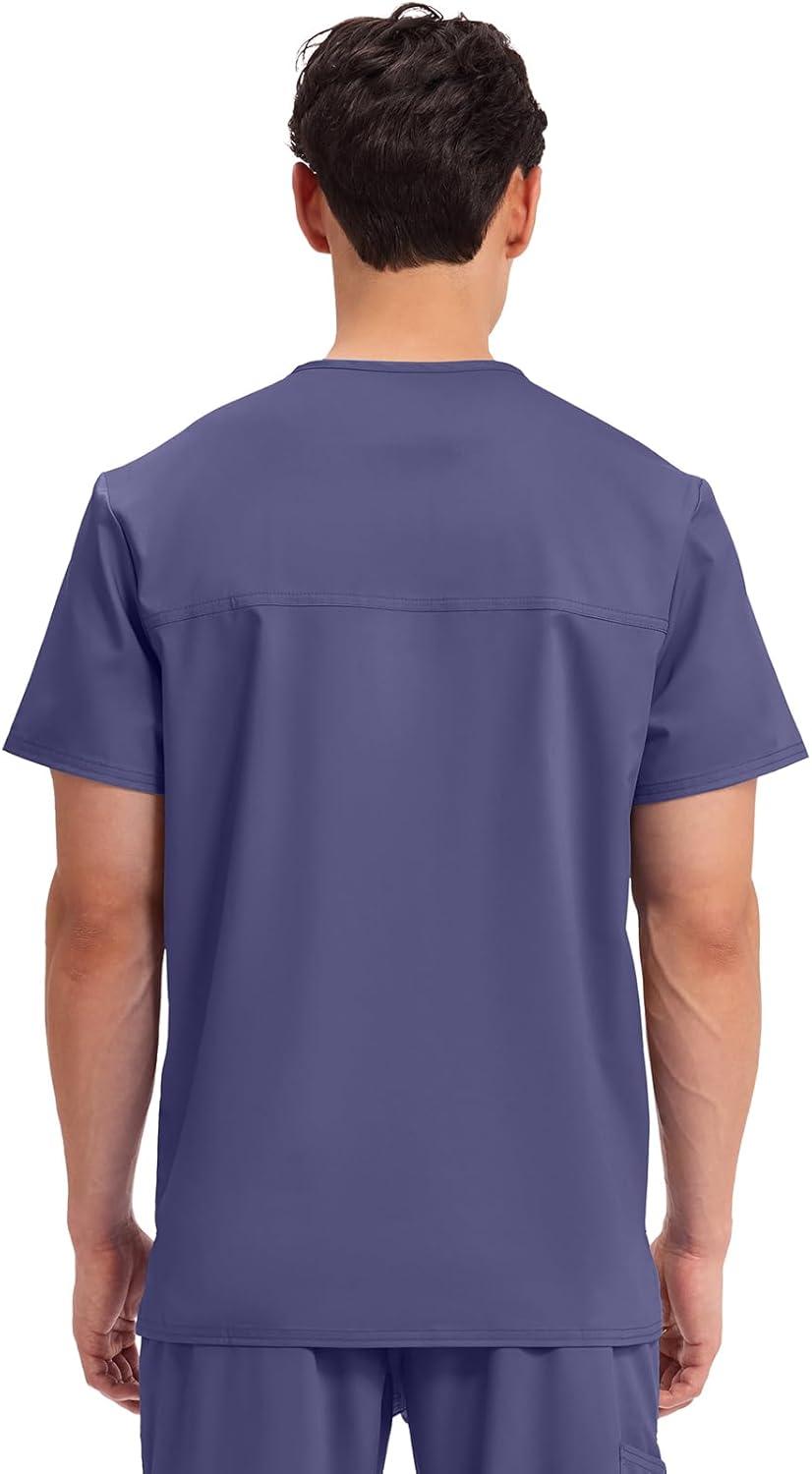 imageCherokee Scrub top for Men VNeck with 3 Pockets Knit Details Soft Durable Breathable 2Way Stretch Fabric WW670Grape