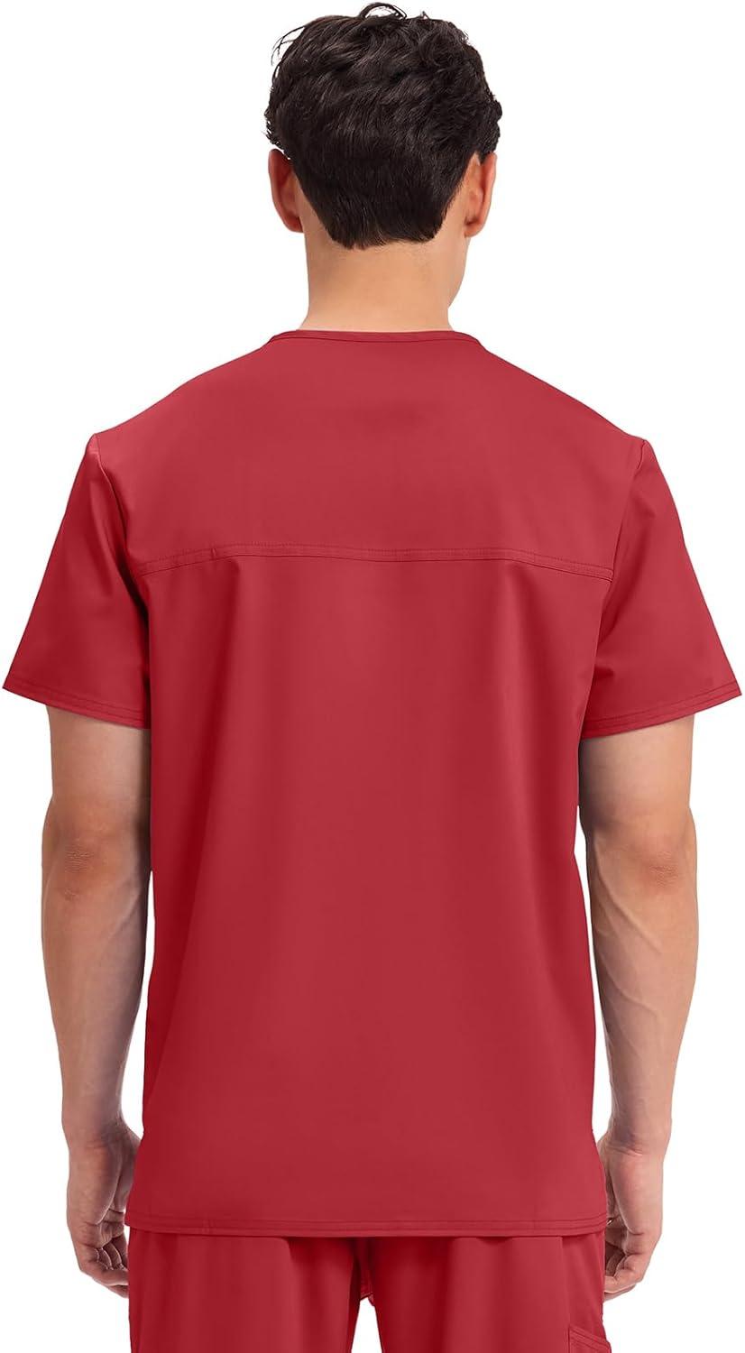 imageCherokee Scrub top for Men VNeck with 3 Pockets Knit Details Soft Durable Breathable 2Way Stretch Fabric WW670Red