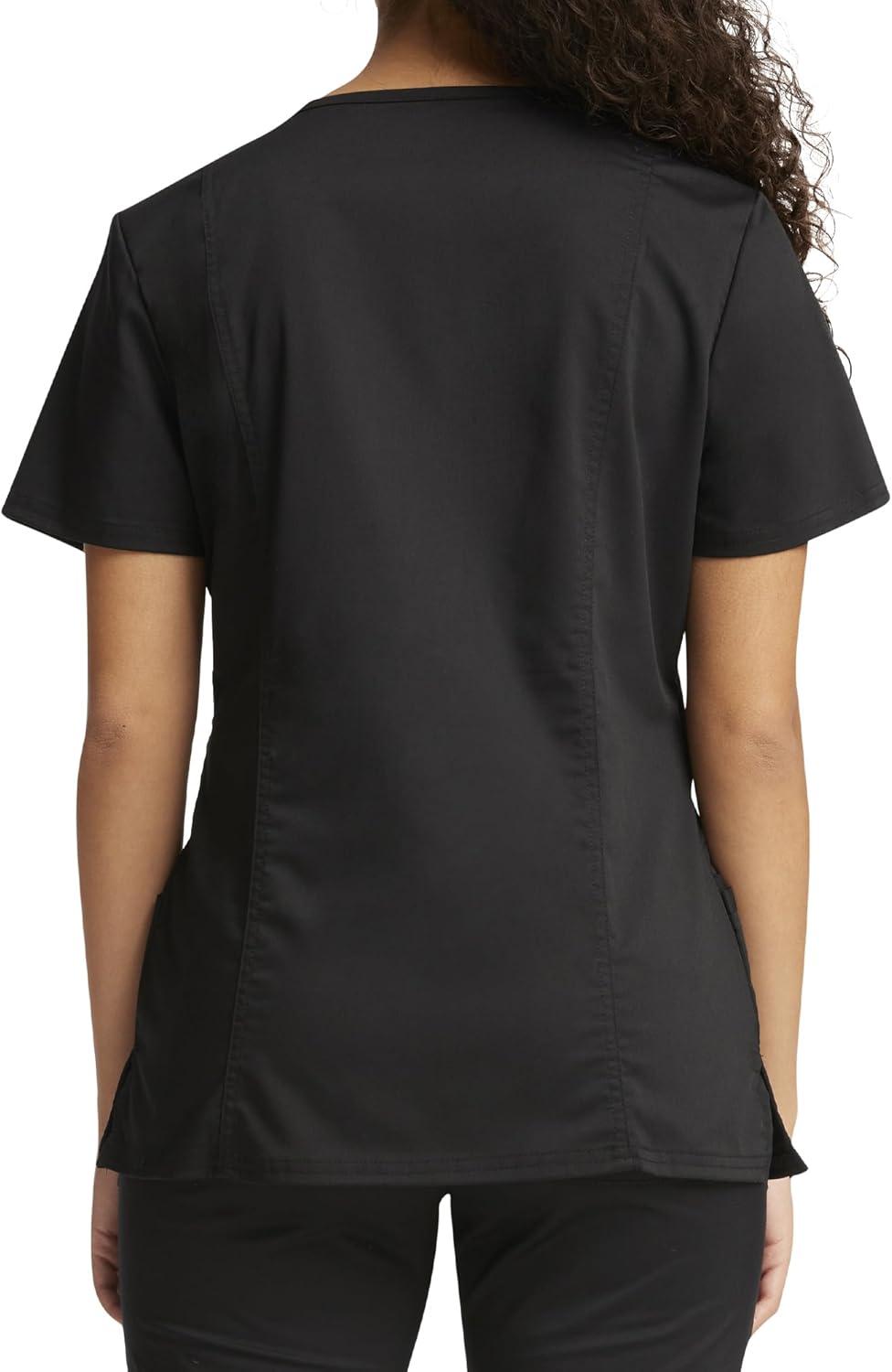 imageCherokee Scrubs Top for Women Mock Wrap with 3 Pockets Soft 2Way Stretch amp Durable Fabric WW610Black