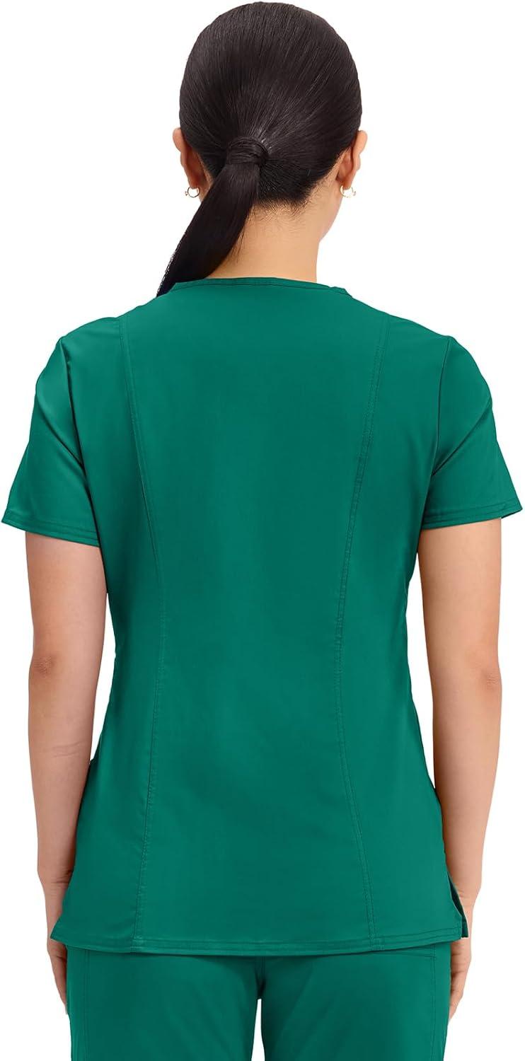 imageCherokee Scrubs Top for Women Mock Wrap with 3 Pockets Soft 2Way Stretch amp Durable Fabric WW610Hunter Green