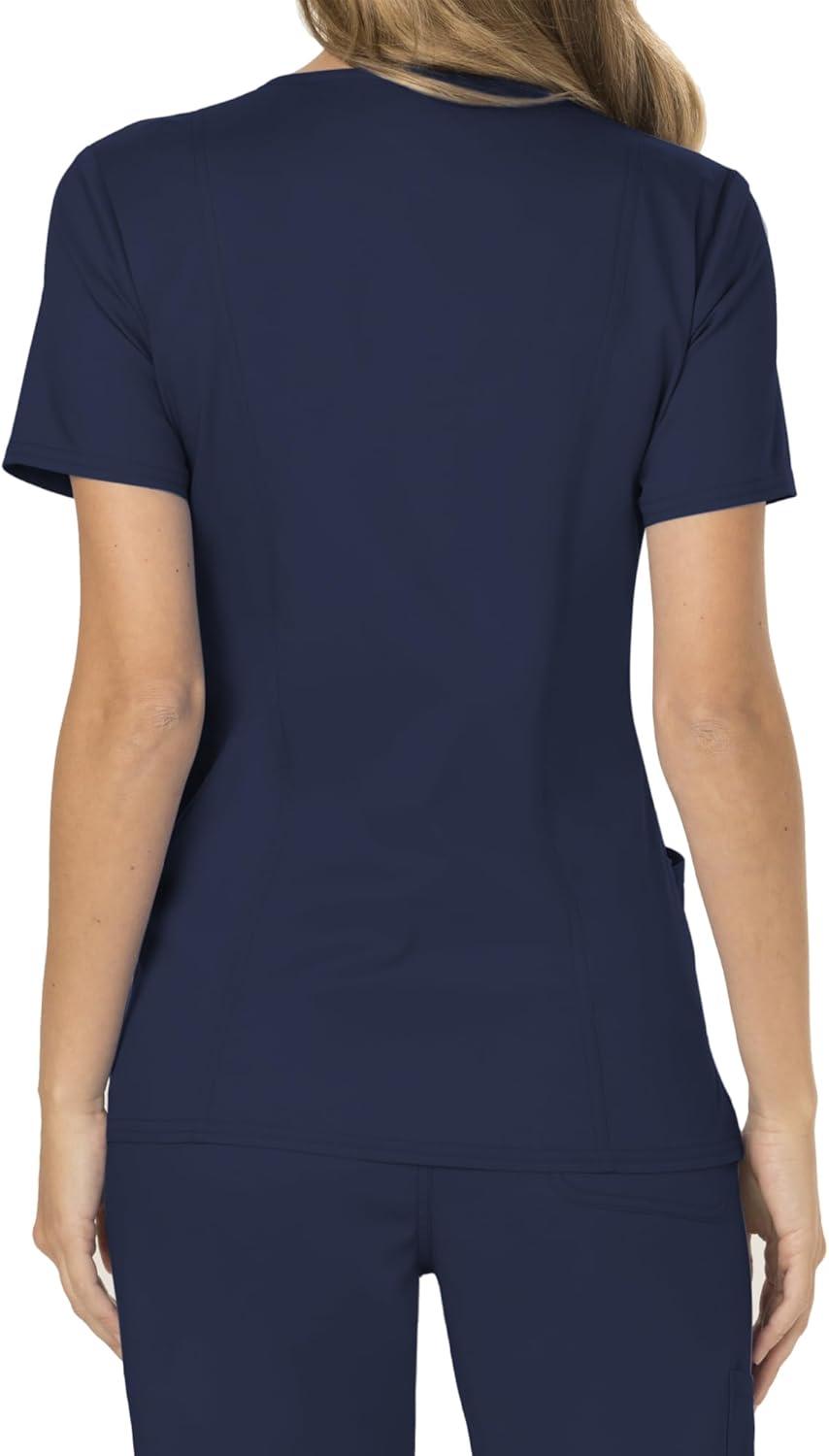 imageCherokee Scrubs Top for Women Mock Wrap with 3 Pockets Soft 2Way Stretch amp Durable Fabric WW610Navy