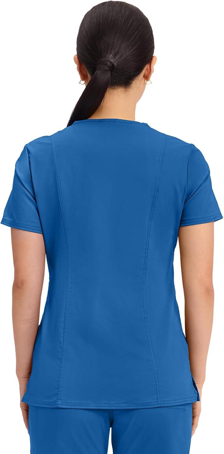 imageCherokee Scrubs Top for Women Mock Wrap with 3 Pockets Soft 2Way Stretch amp Durable Fabric WW610Royal
