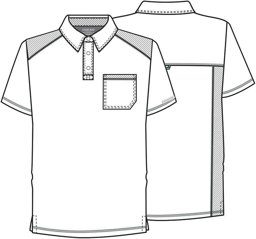 imageCherokee Scrubs for Men Polo Nursing Scrub Top with Chest Pocket Breathable Mesh Ultra Soft 2Way Stretch Fabric WW615Black