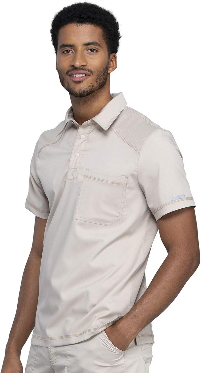 imageCherokee Scrubs for Men Polo Nursing Scrub Top with Chest Pocket Breathable Mesh Ultra Soft 2Way Stretch Fabric WW615Khaki