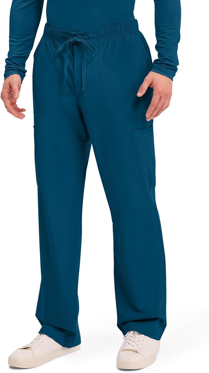 imageCherokee Scrubs for Men Tapered Leg Cargo Scrub Pants with Zip Fly 5 Pockets Elastic Waist 2Way Stretch amp Easy Care WW190Caribbean Blue