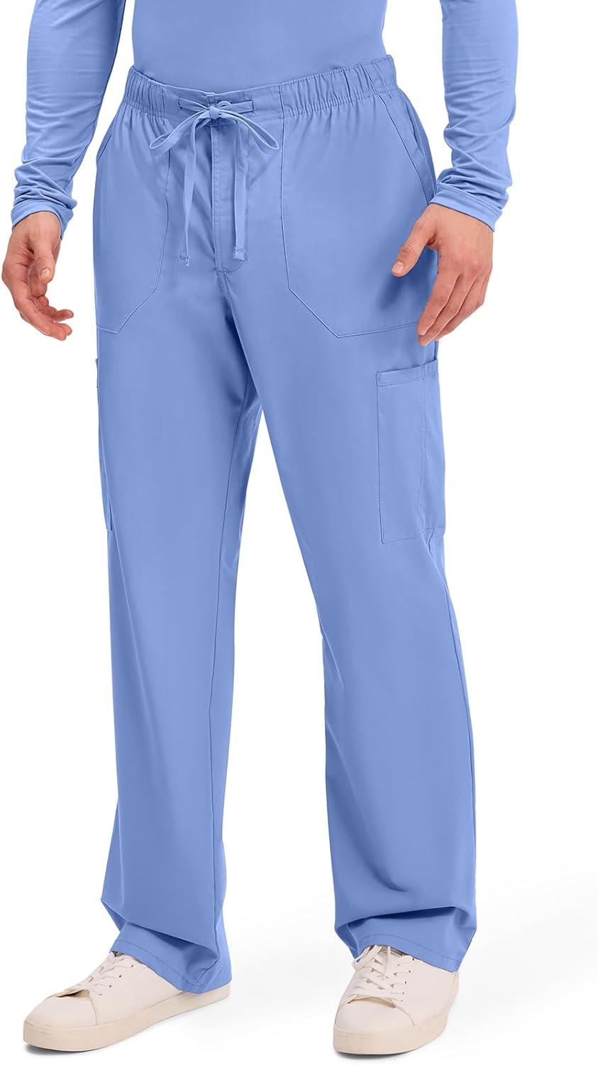 imageCherokee Scrubs for Men Tapered Leg Cargo Scrub Pants with Zip Fly 5 Pockets Elastic Waist 2Way Stretch amp Easy Care WW190Ciel Blue
