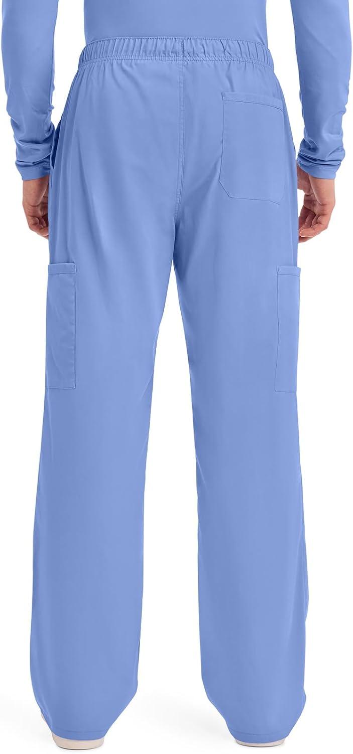 imageCherokee Scrubs for Men Tapered Leg Cargo Scrub Pants with Zip Fly 5 Pockets Elastic Waist 2Way Stretch amp Easy Care WW190Ciel Blue