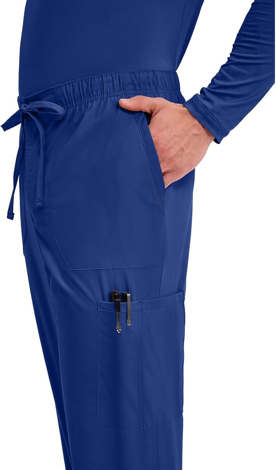imageCherokee Scrubs for Men Tapered Leg Cargo Scrub Pants with Zip Fly 5 Pockets Elastic Waist 2Way Stretch amp Easy Care WW190Galaxy Blue