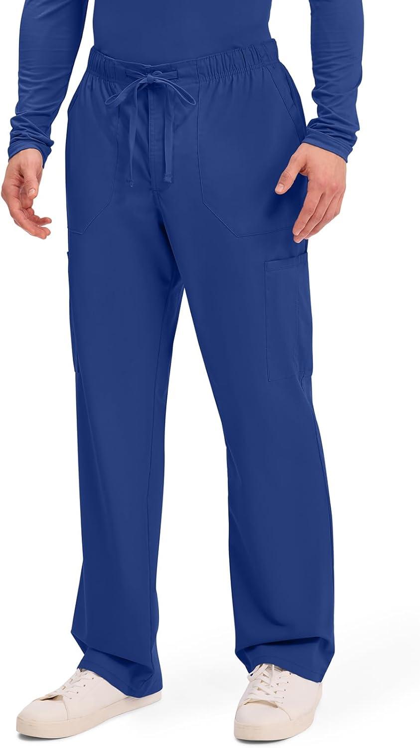 imageCherokee Scrubs for Men Tapered Leg Cargo Scrub Pants with Zip Fly 5 Pockets Elastic Waist 2Way Stretch amp Easy Care WW190Galaxy Blue
