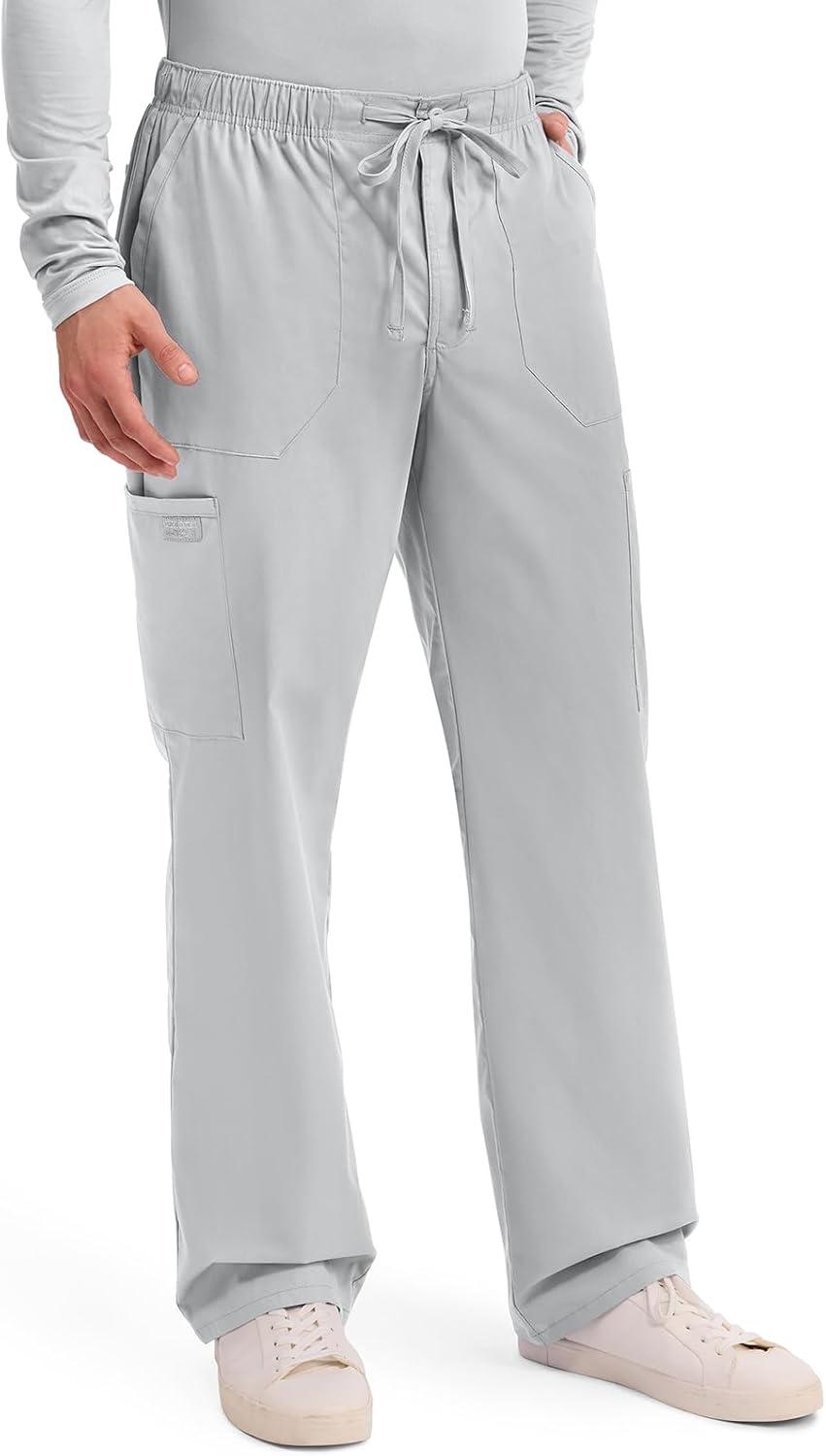 imageCherokee Scrubs for Men Tapered Leg Cargo Scrub Pants with Zip Fly 5 Pockets Elastic Waist 2Way Stretch amp Easy Care WW190Grey