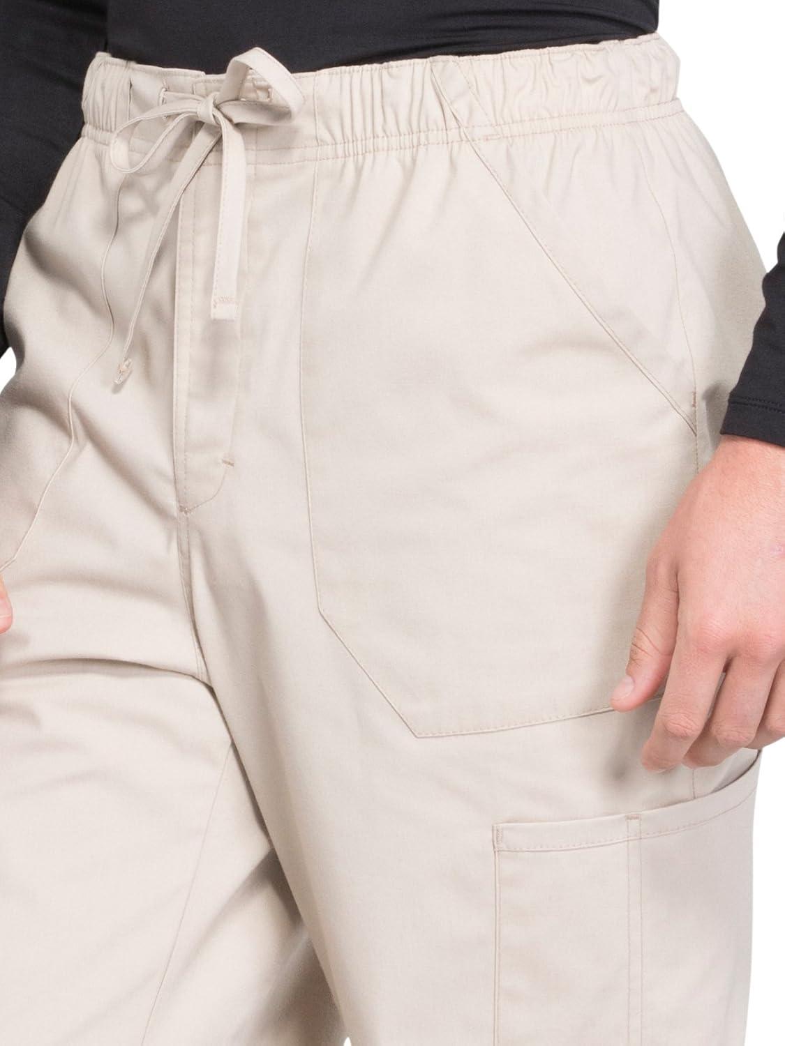 imageCherokee Scrubs for Men Tapered Leg Cargo Scrub Pants with Zip Fly 5 Pockets Elastic Waist 2Way Stretch amp Easy Care WW190Khaki