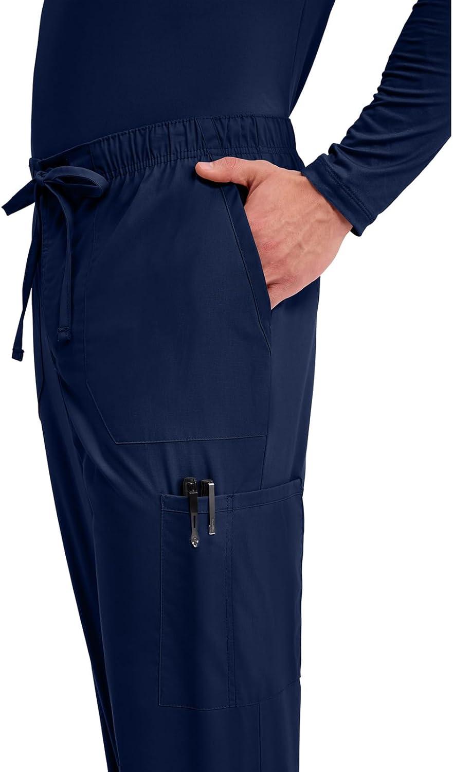 imageCherokee Scrubs for Men Tapered Leg Cargo Scrub Pants with Zip Fly 5 Pockets Elastic Waist 2Way Stretch amp Easy Care WW190Navy