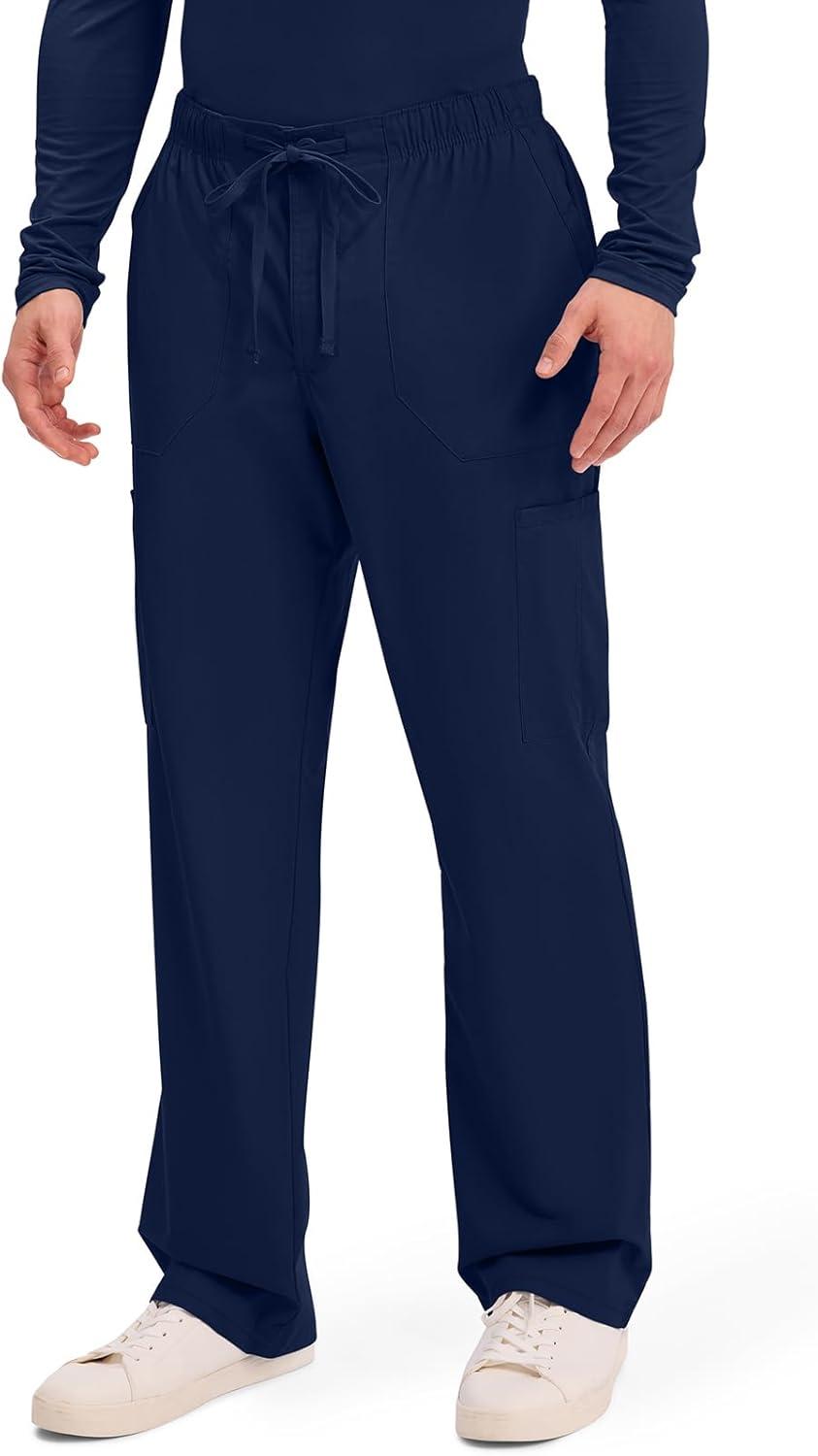imageCherokee Scrubs for Men Tapered Leg Cargo Scrub Pants with Zip Fly 5 Pockets Elastic Waist 2Way Stretch amp Easy Care WW190Navy