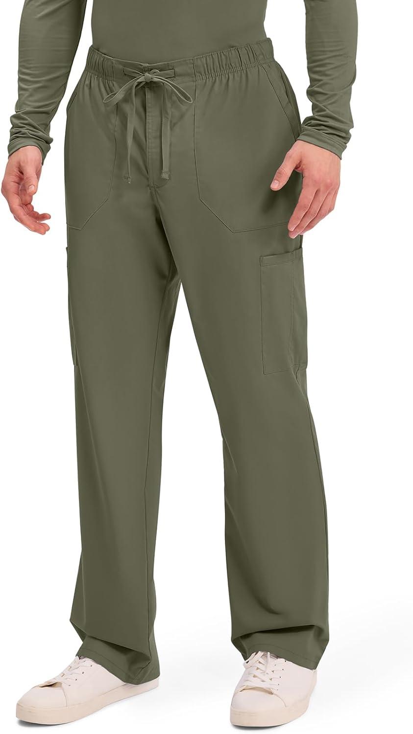 imageCherokee Scrubs for Men Tapered Leg Cargo Scrub Pants with Zip Fly 5 Pockets Elastic Waist 2Way Stretch amp Easy Care WW190Olive