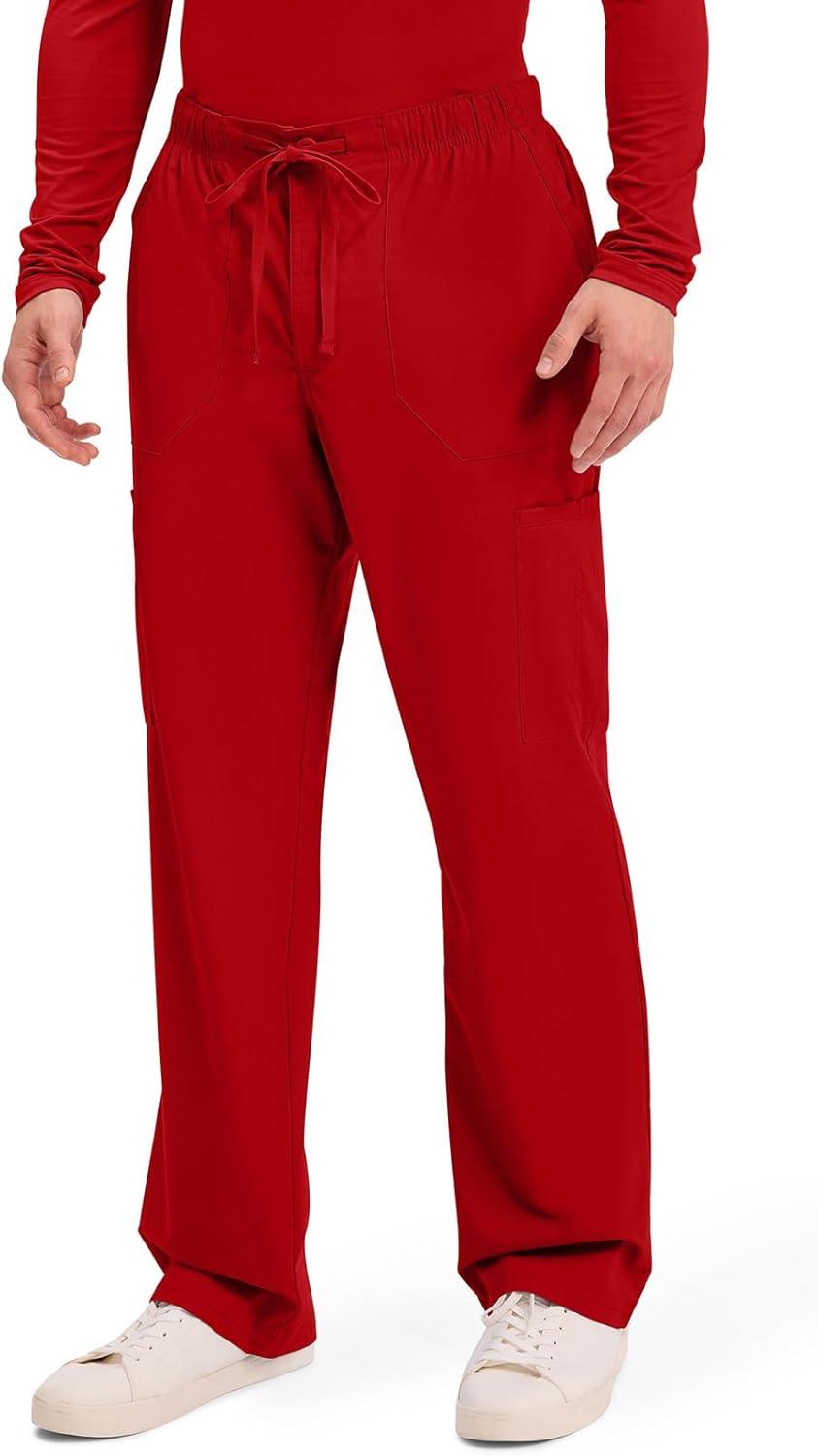 imageCherokee Scrubs for Men Tapered Leg Cargo Scrub Pants with Zip Fly 5 Pockets Elastic Waist 2Way Stretch amp Easy Care WW190Red